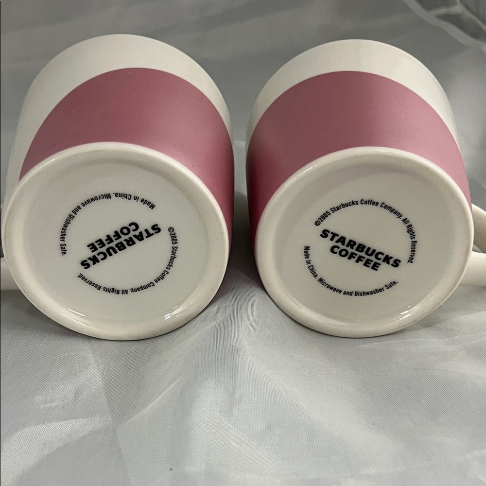 Vintage Starbucks 2005 Coffee Mugs Dipped Pink Grey Ceramic Mugs 14 oz - Picture 3 of 10